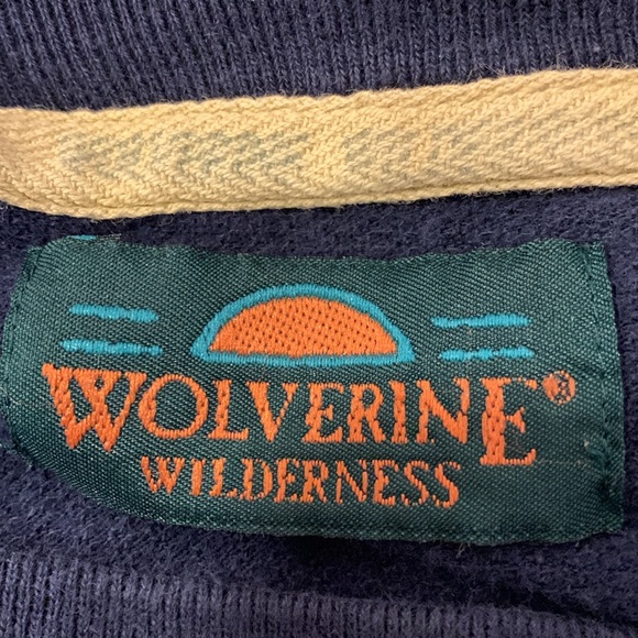 Wolverine Mens 5 Button Pullover Shirt Size L Long Sleeve dark blue and tan - Picture 7 of 11